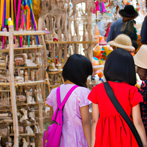 ילדים קונים מזכרות בשוק תאילנדי